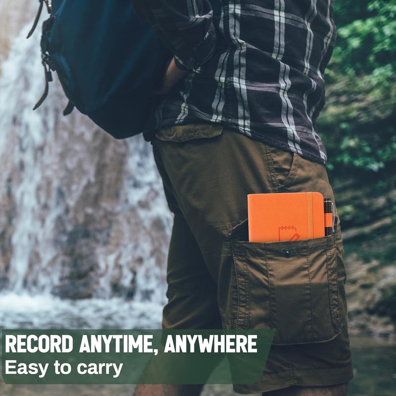 Resholder 3 Packs Waterproof Notebook 4" x 6" Stone Paper Notebook All-weather Small Pocket Notepad A6 Steno Pads Rain Waterproof Notepad for Woodworker Outdoor Wild Hiking(Brown, Green, Orange) - Image 5